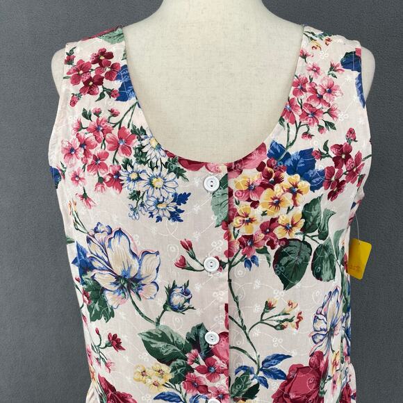 Vtg 80s 90s NOS Brights Creek Cottage Garden Midi Dress Romantic Boho 14? Floral - Picture 5 of 15